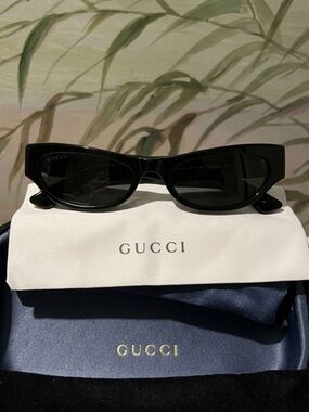 NWT GUCCI GG1635S Black Cat-Eye Sunglasses (003) 53 - 17 - 140
